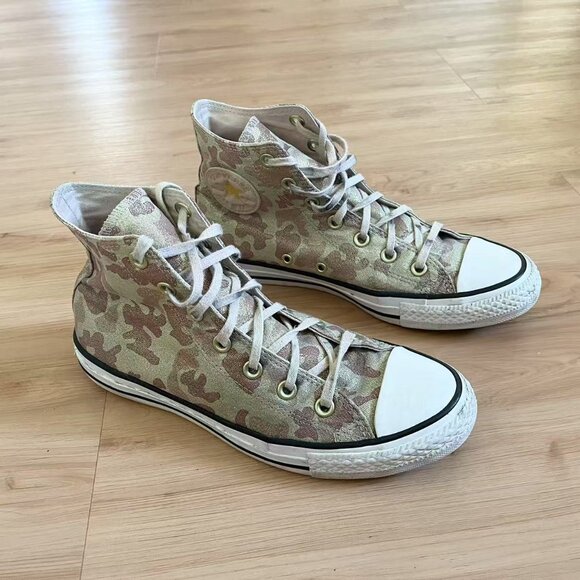 Converse Chuck Taylor High Top Particle Beige Glitter Brown Camo Women's Size 8. - Picture 4 of 9